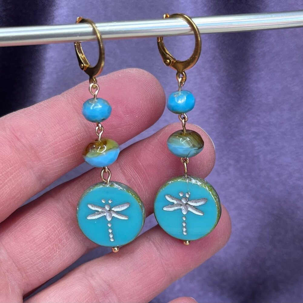 Nature-Inspired Dragon Fly Dangle Earrings - Artisan - Picture 4 of 5